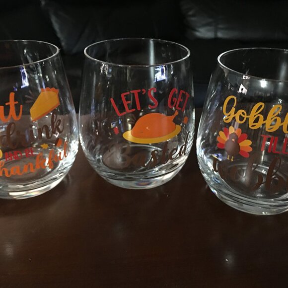 Holiday Wine Glasses-Thanksgiving Wine Glasses Set of 4 - Picture 4 of 6